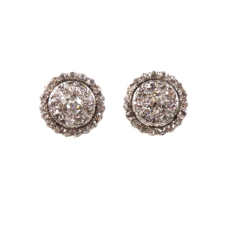 Pair of diamond cluster earrings